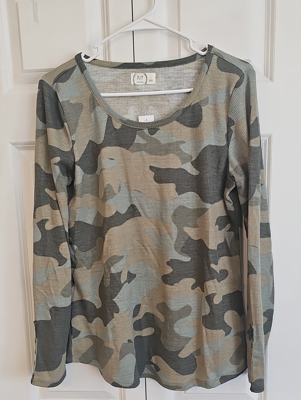 Maurices Gray Waffle Knit Long Sleeve Top